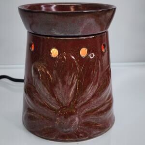 Scentsy Large Warmer Boho Daisy Sunflower Brown Red 6x5 Retired Full Size